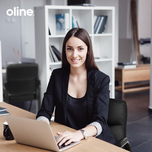 Oline Leather Guest Chair - Padded Arms for Comfort | Black | Big and Tall Executive Office Chair (4 Pack)