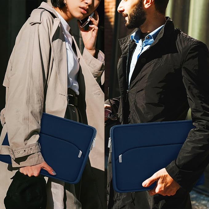 Laptop Sleeve 14 inch, Slim Portable Monitor Protective Cover with Front Pocket, Traveling Carrying Laptop Case Compatible for MacBook Air/Pro, HP, Dell, Lenovo, Acer, Deep Blue