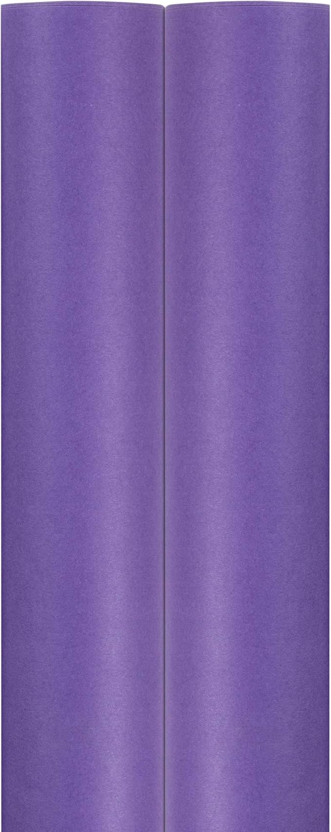 JAM Paper Gift Wrap - Matte Wrapping Paper - 50 Sq Ft Total (30 in x 10 Ft Each) - Matte Purple - 2 Rolls/Pack