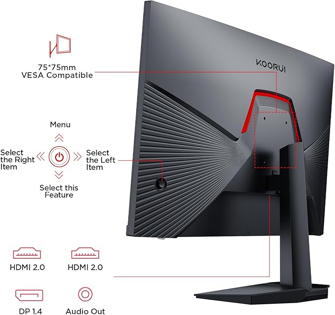 KOORUI 24.5 Inch Gaming Monitor, 200Hz FHD 1080p IPS Screen, 1ms（GTG ）, HDR400, 90% DCI-P3, Adaptive Sync, HDMI 2.0丨DisplayPort 1.4, Eye Care, Black (G2511P)
