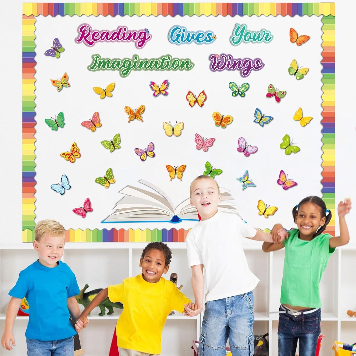 Skiennix Reading Bulletin Board Decorations Set - Spring Butterfly Cutouts for Classroom | Imagination-Inspiring Decor