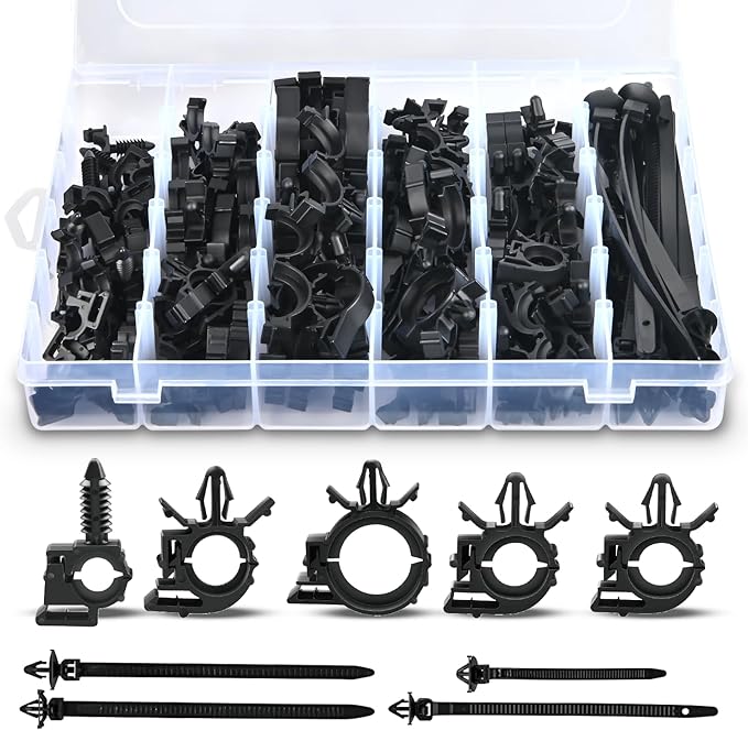 GOOACC 130Pcs Car Wire Loom Routing Clips Assortment - 9 Different Sizes Universal Wiring Harness Routing Clip Replacement Parts for Honda GM Mazda