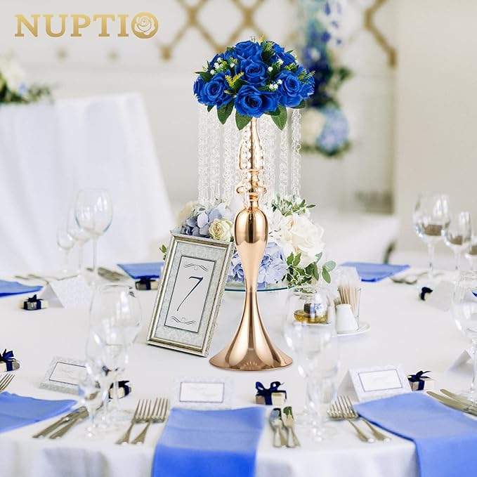 NUPTIO Flower Ball Arrangement Bouquet - 6 Pcs 9.5 inch Diameter Royal Blue Fake Flowers Roses Balls for Centerpieces Tables - Artificial Rose Arrangements for Wedding Centerpiece Table Decorations
