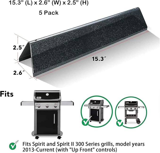 15.3" Flavorizer Bars for Weber Spirit 300 and GS4 Spirit II 300 Series E310 E320 E330 S310 S320 S330 with Front Control, Spirit e310 Grill Parts, Heat Plates Replacement for Weber 7636 69797 68843
