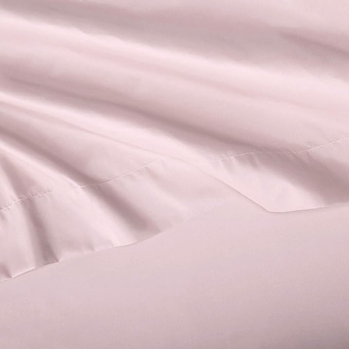 Amazon Basics Kid's Soft Easy-Wash Lightweight Microfiber 3-Piece Sheet Set, Twin, Light Pink, Solid (Pack of 4)
