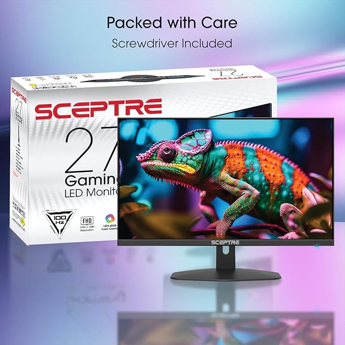New! Sceptre 27-inch Gaming Monitor 100Hz 1ms DisplayPort HDMI x2 100% sRGB AMD FreeSync Build-in Speakers, Eye Care Frameless Machine Black 2025 (E275W-FW100T Series)