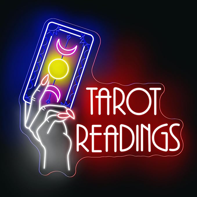 Tarot Readings Neon Sign, Astrology Tarot Sign, Tarot Cards Reading, Psychic Tarot Light, Fortune Teller Sign for Tarot Hall Card Studio Bedroom Shop Decoration Girls Room Gaming Room Party