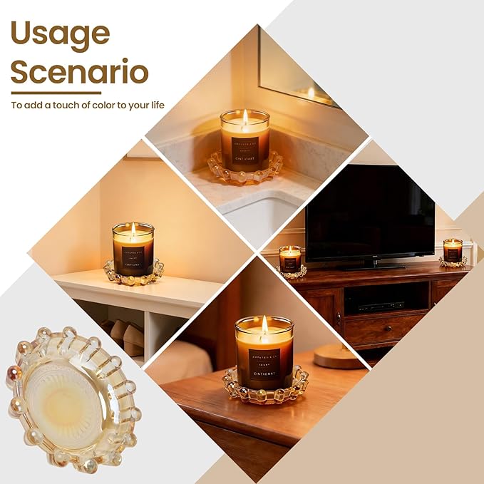 Bubble Smoky Glass Candle Holder – Modern Anthropologie-Inspired Decor Dish for Small Candles & Diffusers | Stylish Tabletop Accent for Home Bar & Cozy Living Spaces (1, Golden (Amber))