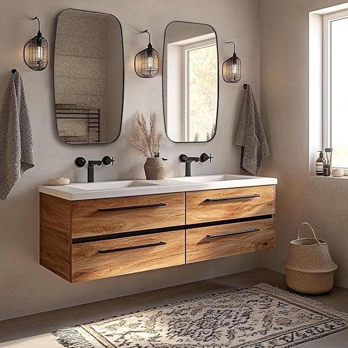 ANDY STAR 24x40” Black Bathroom Mirror, Oblong Vanity Mirror with Stainless Steel Metal Frame, Matte Black Oval Mirror for Over Sink, Modern Anti Rust Wall Mounted