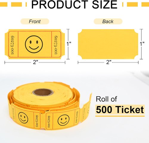 L LIKED Raffle Tickets - Smile Yellow | 500 Count Roll for Events, Prizes & Class Rewards