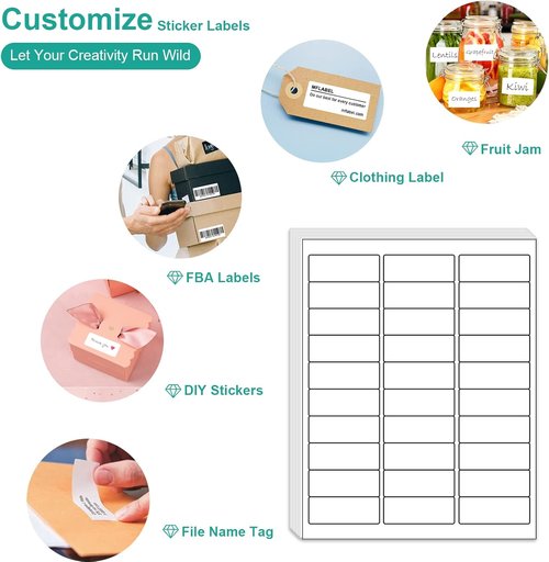 MFLABEL Address Labels - 1" x 2-5/8" White Shipping Labels for Inkjet/Laser Printers | 3000 Stickers (100 Sheets)