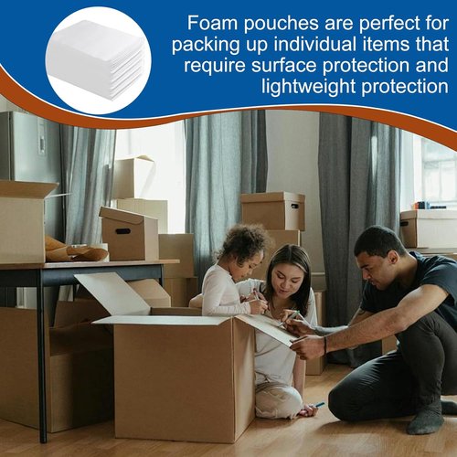 Foam Pouches - 100 Pack Cushion Wrap for Moving & Storing | 10"x12" Foam Protects Fragile Items