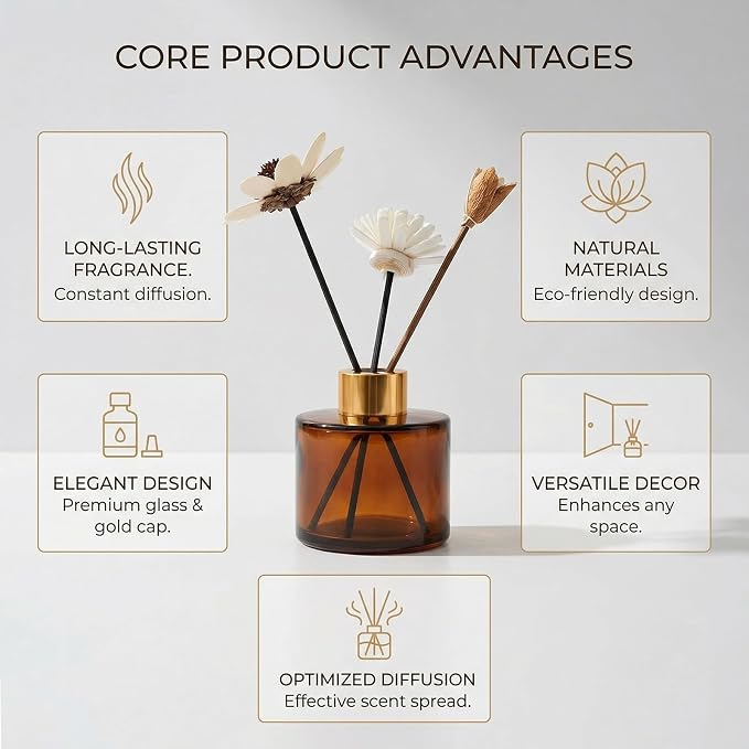 120ml 4oz Round Amber Glass Diffuser Bottles,Empty Aromatherapy Essential Oil Container, DIY Replacement Diffuser Jar with Gold Lid for Home Fragrance Bathroom Decor & Flower Bud Vase