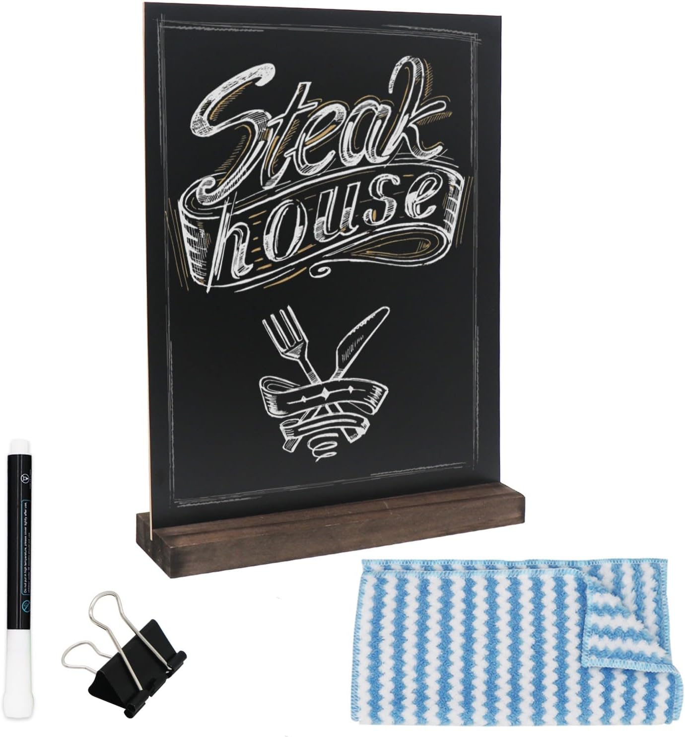 Tabletop Chalkboard Sign - Double-Sided Menu Board with Base Stand | 8.5 x 11 Inch for Weddings, Buffets, and Restaurants