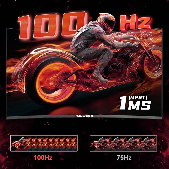 24 inch Curved Monitor 100Hz 1ms, Computer Gaming Monitor FHD 1920×1080P,3000:1 Contrast Ratio, with FreeSync & Eye-Care Technology, HDMI×1,VGA×1 for Gaming Home Office,Wall Mount Install