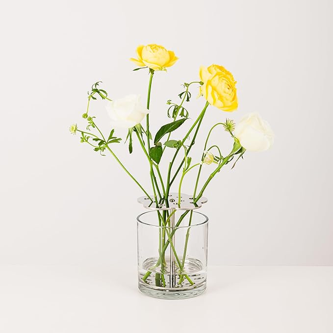 Ikebana Vase – Basic Flower, Stainless Steel Stand, Luxury Modern Decorative Vase for Home, Table Centerpiece, Office