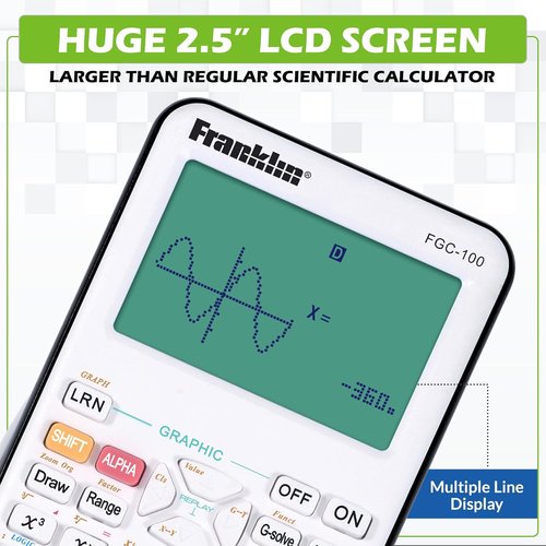 Franklin Scientific Graphing Calculator - 3 Operating Modes, 20 Built-In Graphs | Ideal for All Levels, White
