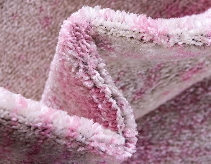 Unique Loom Bromley Collection Area Rug - Wells (5' 3" Round, Pink/ Ivory)