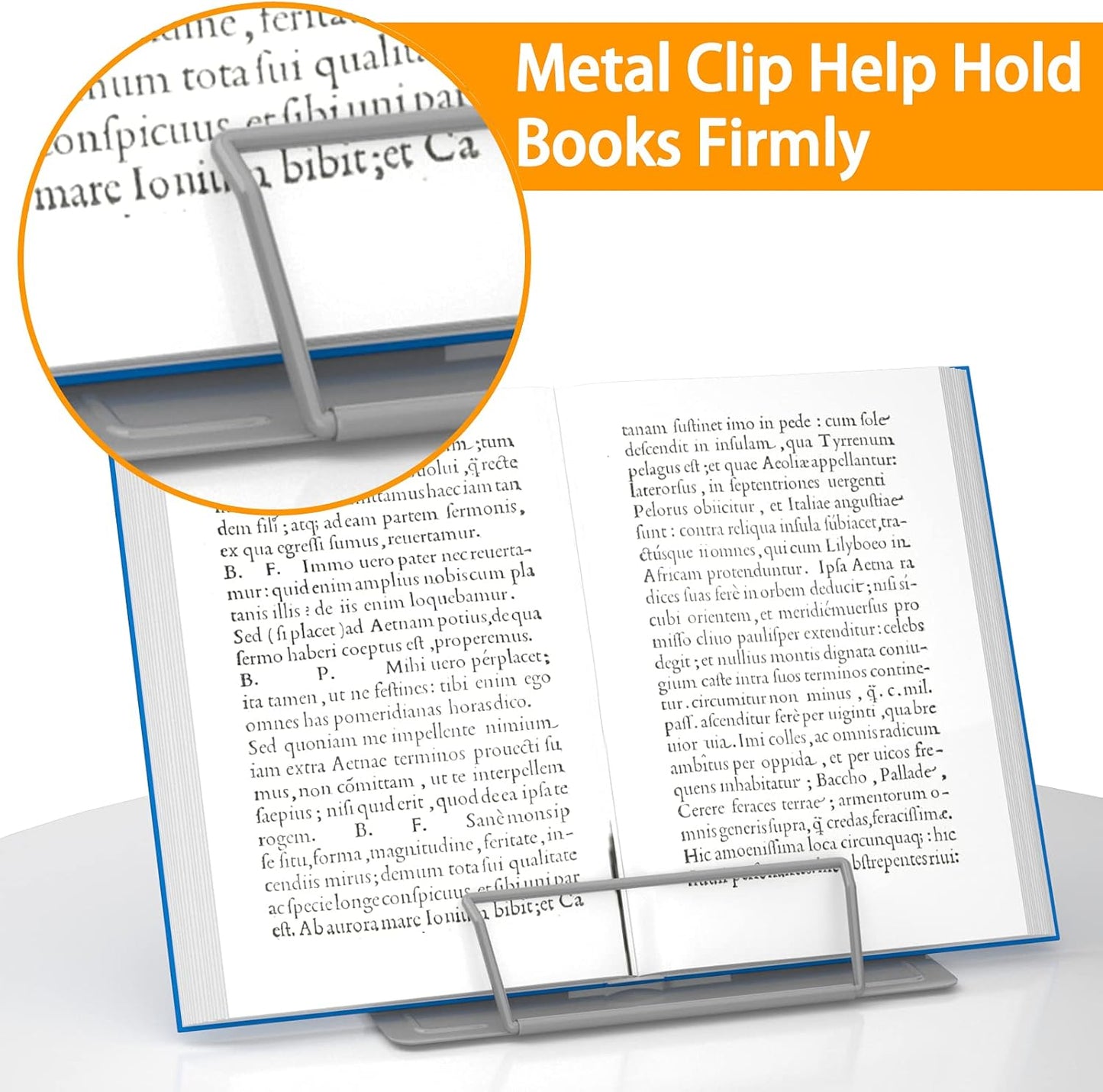 VFINE Adjustable Desk Book Stand - Portable Metal Holder for Textbooks & Cookbooks - Gray