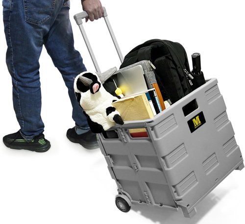 MaxWorks Collapsible Utility Cart - Heavy-Duty 80 lb Capacity Dolly with Telescoping Handle | Ideal for Shopping, Office, and Teachers