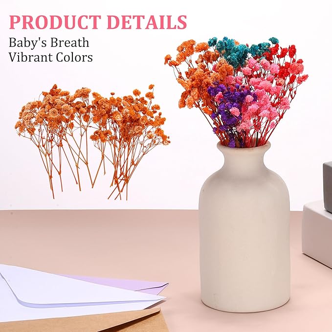 PATIKIL Mini Dried Gypsophila Flower Kit, 30Pcs 4 Inch Orange Natural Pressed Floral Bundles with Tweezer for DIY Resin Crafts Gift Wedding Christmas Card Decor Flower Bouquets