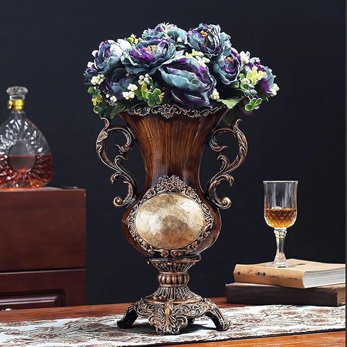 Elegant Large Vases Table Centerpiece for Kitchen Dining Living Room Home Decor, American Tall Big Resin Flowers Chinese Vases for Bedroom Decorations, Best Gift for Friends 14.96in ×9.4in