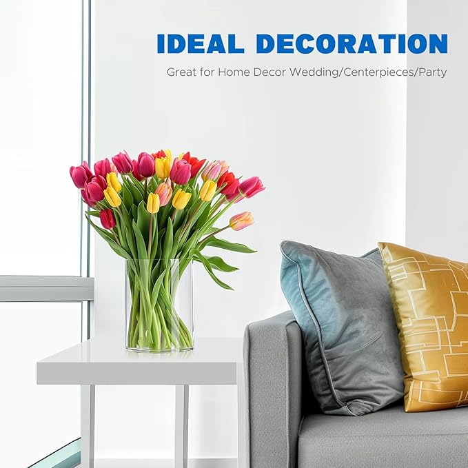 JYPS Acrylic Round Vase, Clear, Modern, 6x6x8 Inches, Perfect for Flowers, Weddings, and Home Decor