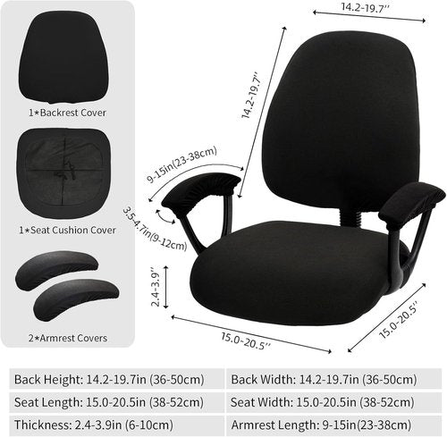 DIVA EN CAMINO DEC Office Chair Seat Covers - Universal Stretch Washable Slipcovers for Pets | Rotating Backrest & Armrest Protection