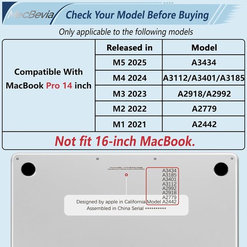 MecBevia MacBook Pro 14-Inch Case - Hard Shell Cover with Keyboard & Screen Protector | Pink Marble