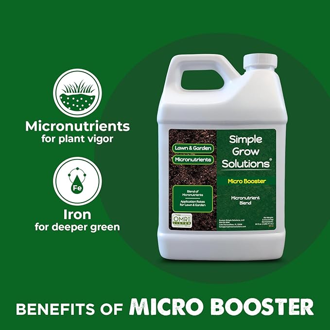 Micronutrient Booster- Complete Plant & Turf Nutrients- Simple Grow Solutions- Natural Garden & Lawn Fertilizer- Grower, Gardener- Liquid Food for Grass, Tomatoes, Flowers, Vegetables (64 Ounce)