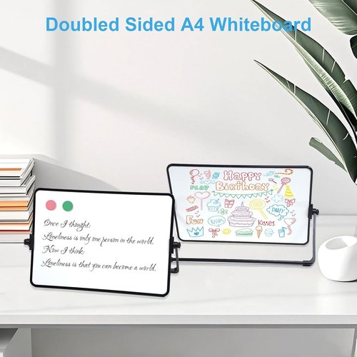 Marte Vanci Small Whiteboard - 12" x 8" Double-Sided Magnetic Dry Erase Board with Stand for Home & Office