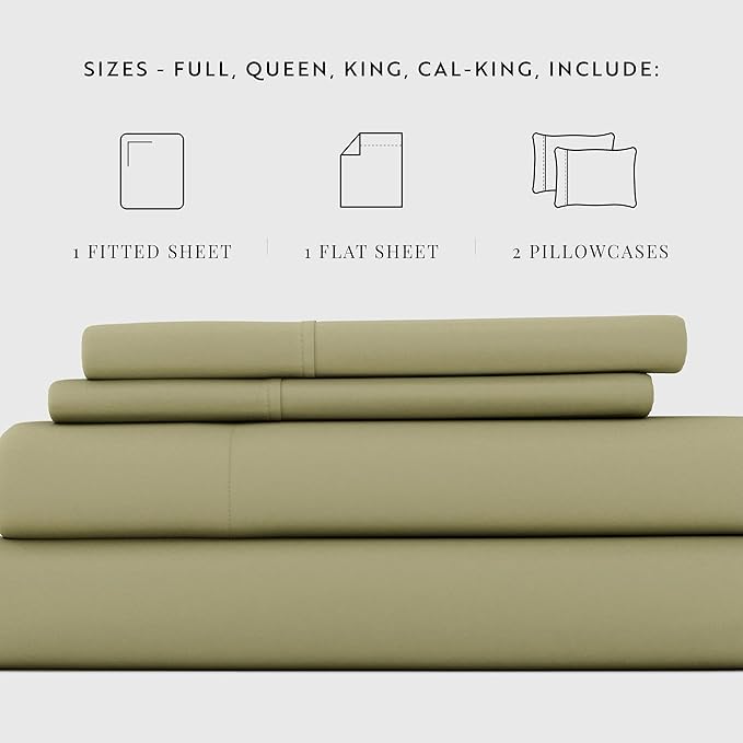 Linen Market Queen Sheet Set 4 Piece - Ultra Comfortable & Breathable Cooling Queen Bed Sheets - Deep Pocket & Wrinkle-Free Sheets Fits 16" Mattress - Extra Soft & Oeko-TEX Certified - Sage
