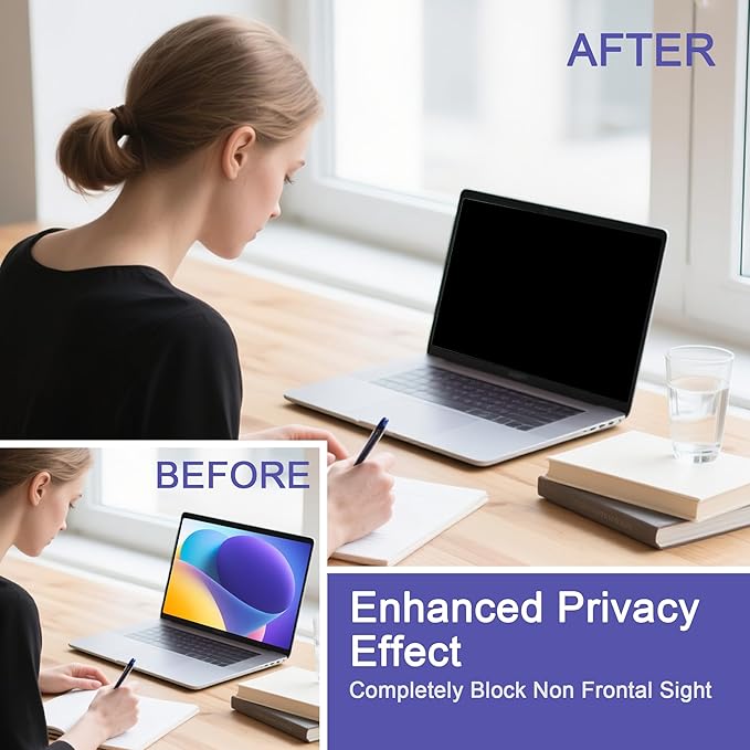 Halloive 360° Privacy Screen Protector for Macbook Air 13.6/13 Inch (2022-2025, M2, M3，M4), Privacy Screen Filter for Macbook Air 13.6 Inch, Anti-Spy/Anti Fingerprint/Anti Blue Light/Anti Glare