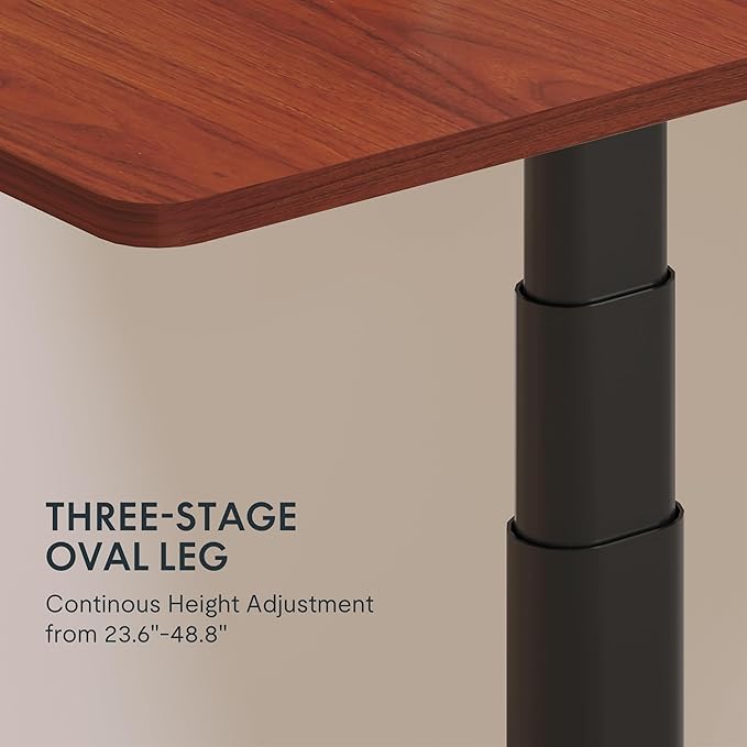 FLEXISPOT E6 Pro Oval Leg Dual Motor 3 Stages Standing Desk 60x24 Inch Electric Height Adjustable Whole-Piece Board Electric Sit Stand Up Desk 150KG Load Capacity (Black Frame + Mahogany Desktop)