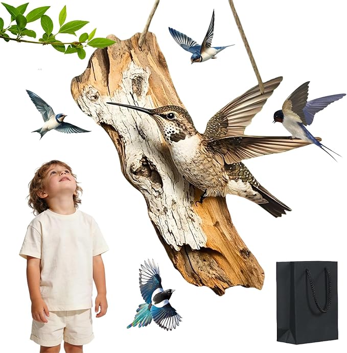 Cumuul Handmade Boxwood Bird Wall Hanging - Vintage 2D Bird Wooden Signage, Rustic Farmhouse Robin Bird Wall Decor, Wood Texture, Indoor Outdoor Garden Decoration (#2)