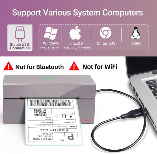 ORGBRO Z1 Thermal Shipping Label Printer - High-Speed 4x6 Sticker Maker for Small Business | USB Only