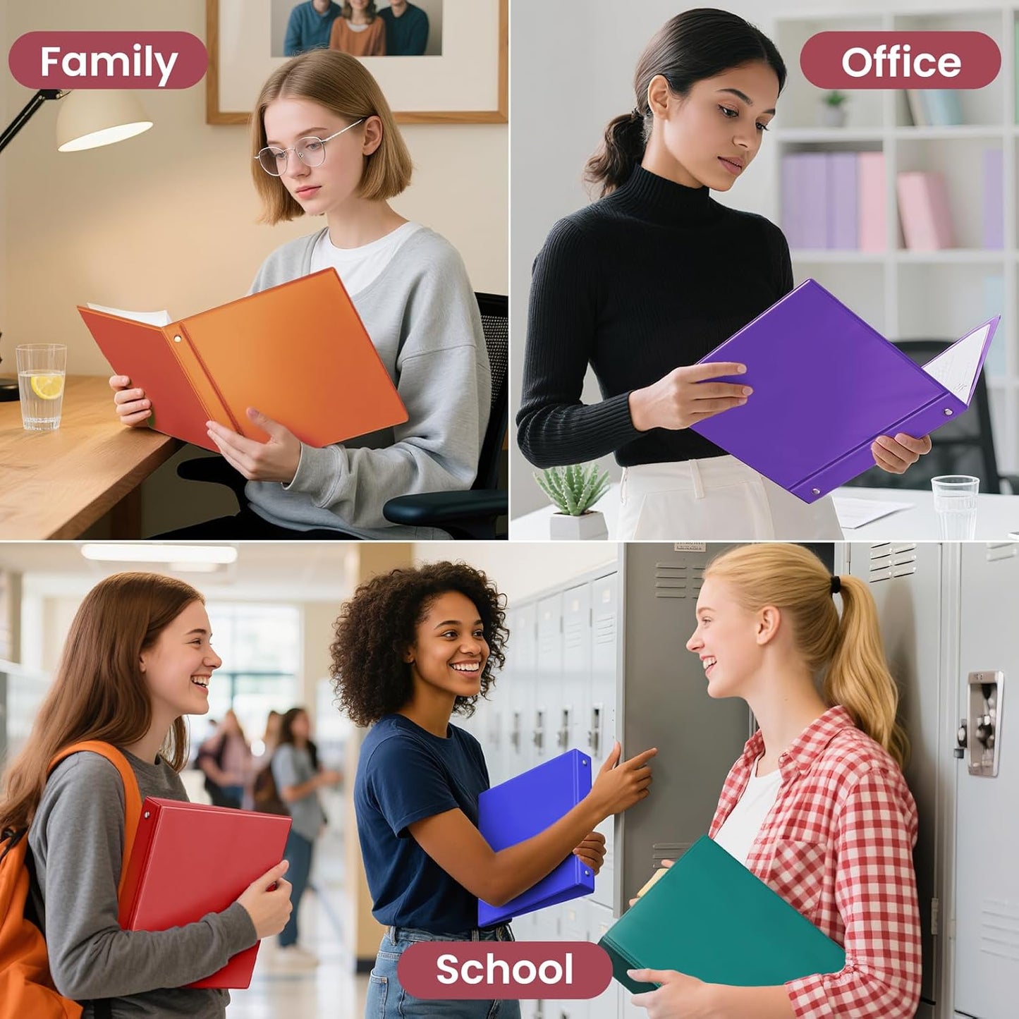 SUNEE 3 Ring Binder - 1 Inch Clear View PVC-Free Binder | Fits 8.5x11 Inches - Yellow for School or Office