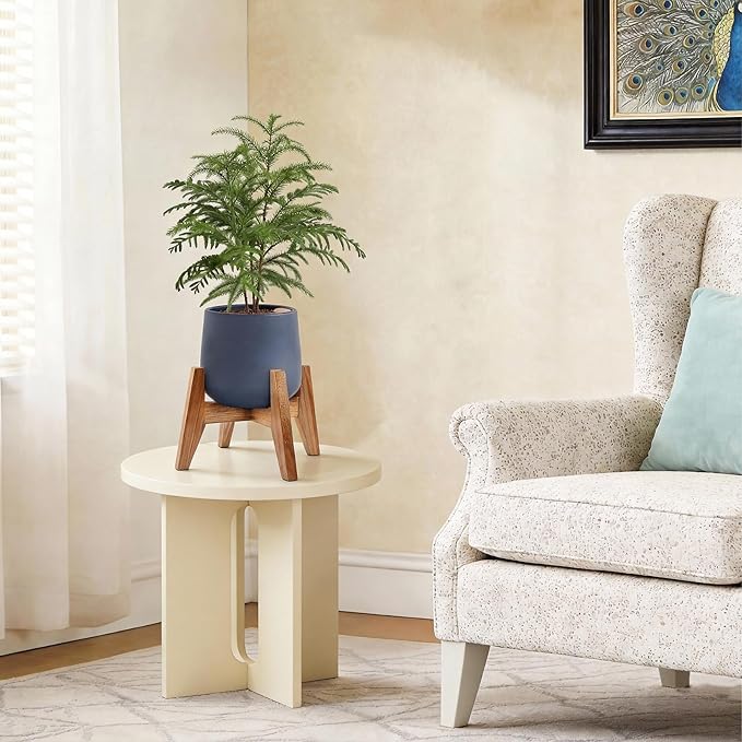 RAINBLELAND Wood Plant Stand Indoor (Set of 2) – 7 Inch Acacia Wood Plant Holder Stand for Pots, Small Mid Century Modern Planter Stand, 6 Inch Height Elevated Wooden Plant Stand (Stand Only)