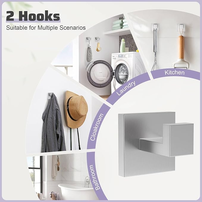 Brushed Nickel Towel Bar Set,5-Piece Bathroom Hardware Set Includes Upgraded Double Base Paper Towel Holder Modern Square Towel Holder Set,Stainless Steel Wall Mount 23.6 Inch