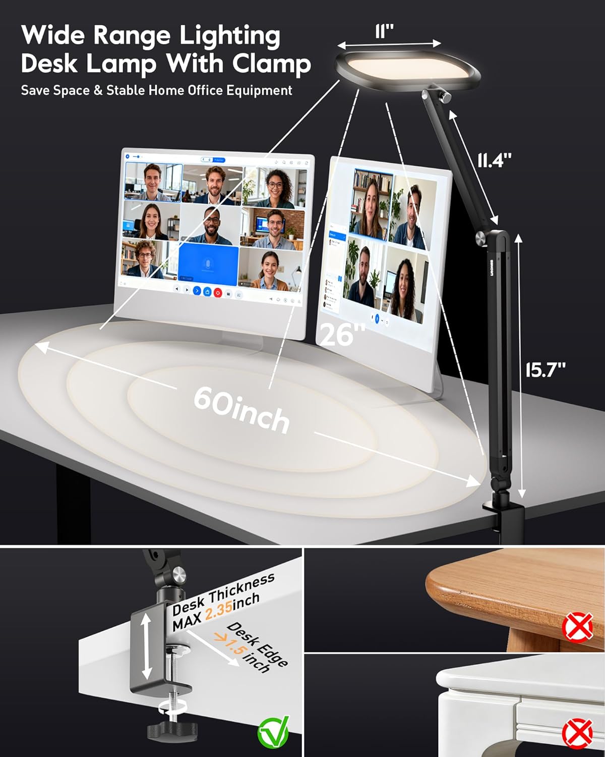 **Skiennix LED Desk Lamp - Eye-Care Double-Sided Light with Dimmable Knob & Adjustable Arm for Home Office**