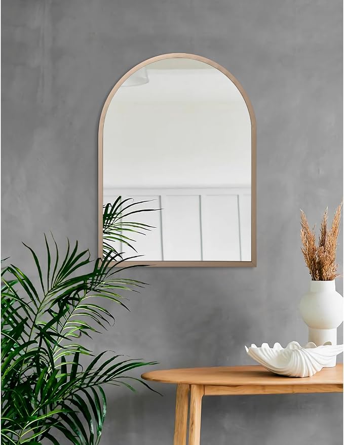 Arch Wall Mirror 20"x16" Large Bathroom Mirror Metal Frame Mirrors for Wall, Decoration Vanity Bedroom Entryway Living Room Brass