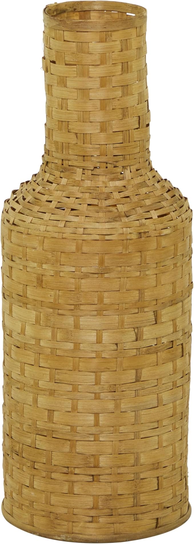 Deco 79 Bamboo Wood Decorative Vase Tall Woven Floor Centerpiece Vase, Vase for Home Decoration 8" x 8" x 22", Brown