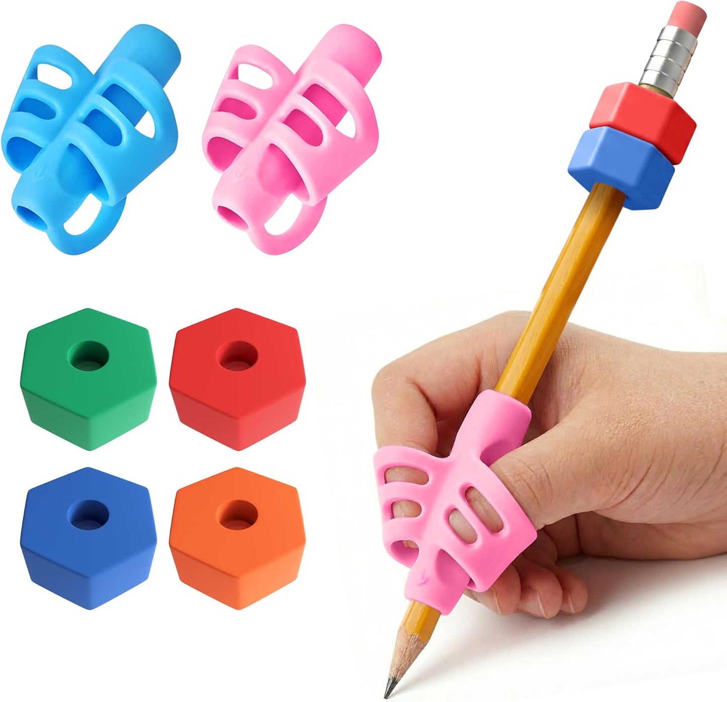 Skiennix Weighted Pencil Grips - 6-Pack Silicone Handwriting Aids for Autism & ADHD | Posture Correction