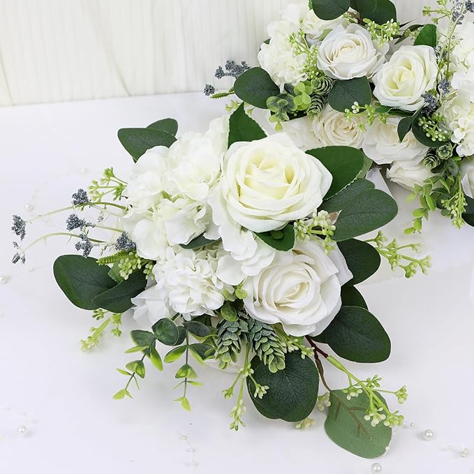Set of 4 Bridesmaid Bouquets for Wedding - Silk Artificial Ivory Bridesmaid Flowers, Pre-Made Roses Sage Green Boho Bridal Floral for Bride Party Ceremony Anniversary Decoration - 9inch