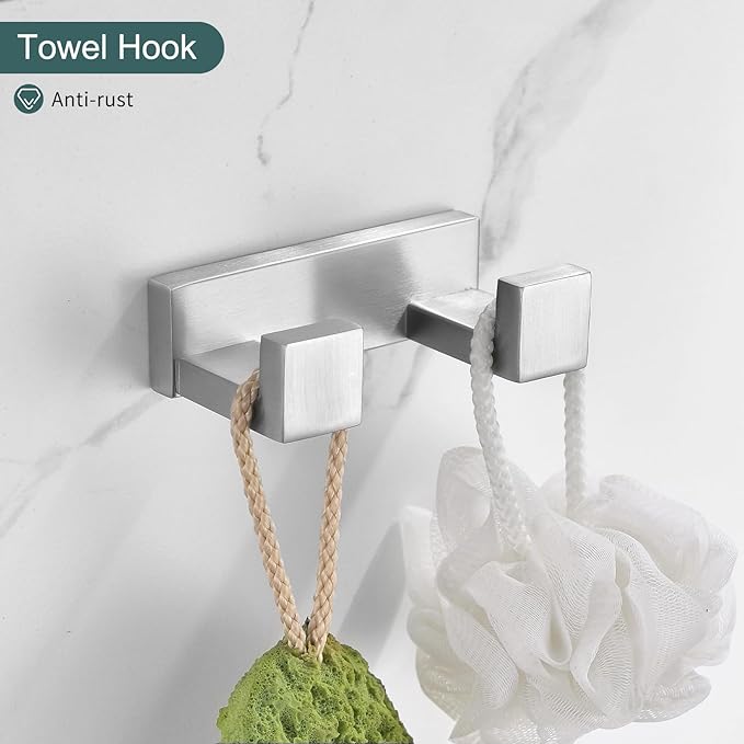 Brushed Bathroom Hardware Accessories Set 4 Pieces Brushed Nickel Towel Bar Set, 23.6 Inch Towel Rack Set SUS304 Stainless Steel Bathroom Set,Wall Mounted