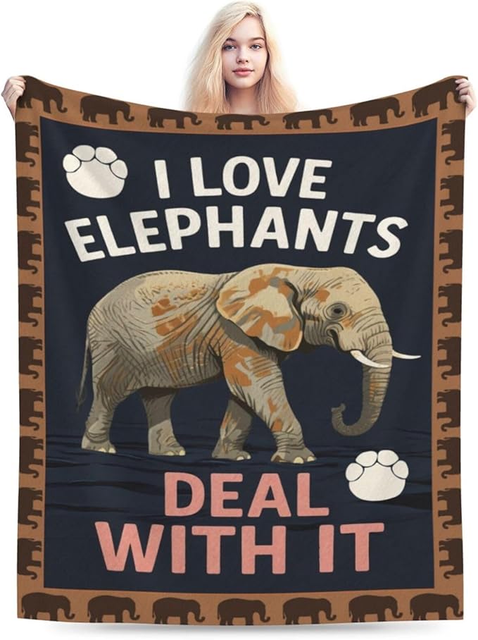Elephant Blanket Elephants Throw Blanket Animal Soft Cozy Fleece Fuzzy Stuffed Plush Flannel Gifts for Girls Women Boys Kids Adults 40''x50''