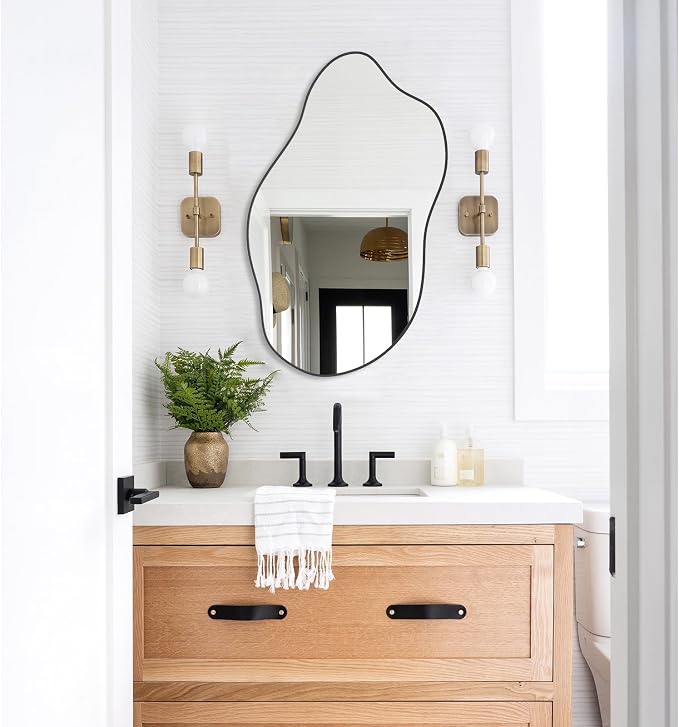 Asymmetrical Mirror for Wall,20"x33" Black Irregular Wall Mirror, Unique Vanity Mirror, Shaped Dressing Mirror for Living Room, Bathroom, Bedroom, Entryway Wall Decor