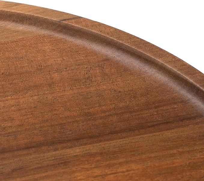 Round Wood Tray, Acacia Wooden Decorative Serving Tray for Coffee Table and Home Decor, Wooden Appetizer Charcuterie Board for Kitchen Countertop (13.8 inch)