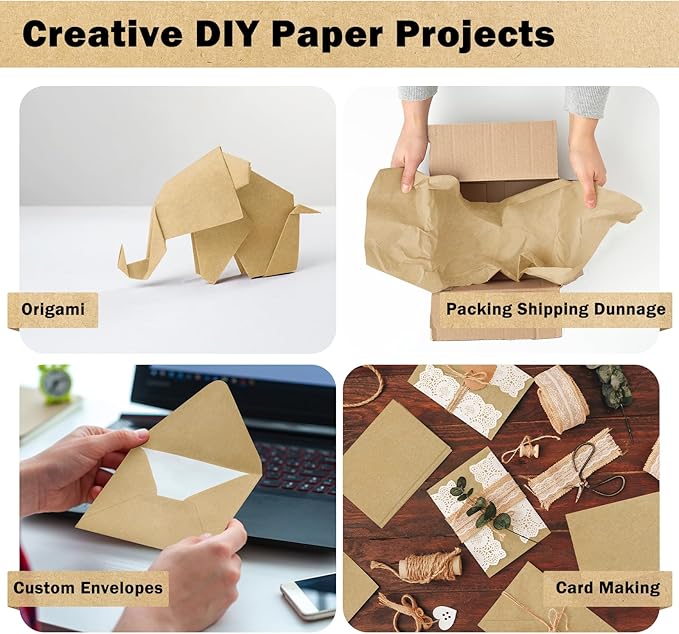 RUSPEPA Brown Kraft Wrapping Paper Roll, 17.5"x 393"(32.8'), Recyclable Brown Art Gift Wrap Paper for Gift Wrapping, Table Covering, Kid Craft Supplies, Bouquet Flower, Bulletin Board, 80GSM
