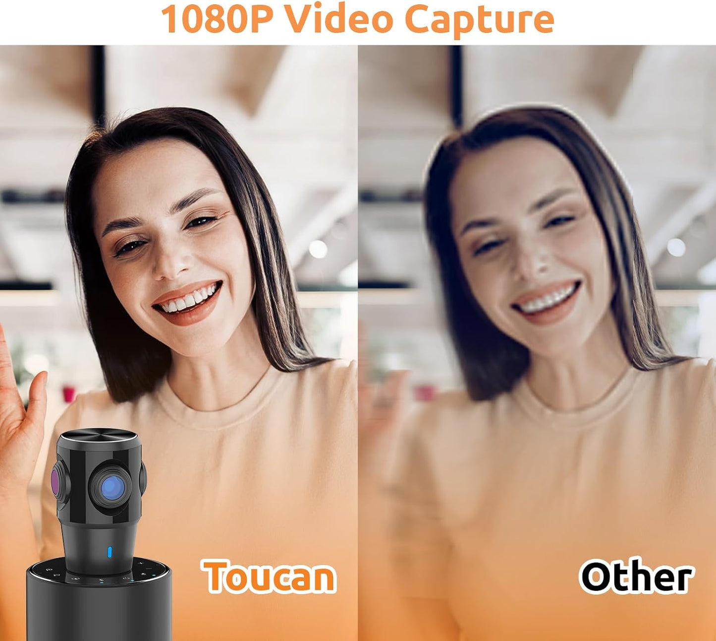 TOUCAN 360-Degree Video Conference Camera - 1080p HD Webcam with AI Tracking & 4 Noise Reduction Mics | Compatible with PC, Mac, Tablet